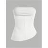 image:imageGORGLITTER Womens Pleated Strapless Tube Top Asymmetrical Hem Ruched Bandeau Shirts Going Out TopsWhite
