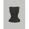 image:imageGORGLITTER Womens Polka Dots Boat Neck Tank Top Ruffle Tie Shoulder Smocked Going Out Y2k Vest TopsBlack