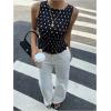 image:imageGORGLITTER Womens Polka Dots Boat Neck Tank Top Ruffle Tie Shoulder Smocked Going Out Y2k Vest TopsBlack Dots