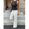 image:imageGORGLITTER Womens Polka Dots Boat Neck Tank Top Ruffle Tie Shoulder Smocked Going Out Y2k Vest TopsBlack Dots