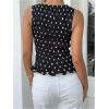 image:imageGORGLITTER Womens Polka Dots Boat Neck Tank Top Ruffle Tie Shoulder Smocked Going Out Y2k Vest TopsBlack Dots