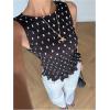 image:imageGORGLITTER Womens Polka Dots Boat Neck Tank Top Ruffle Tie Shoulder Smocked Going Out Y2k Vest TopsBlack Dots
