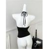 image:imageGORGLITTER Womens Rave Top Backless Halter Y2k Deep V Neck Open Back Goth Tops Sexy Going Out Club OutfitsBlack