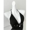 image:imageGORGLITTER Womens Rave Top Backless Halter Y2k Deep V Neck Open Back Goth Tops Sexy Going Out Club OutfitsBlack