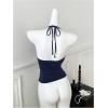 image:imageGORGLITTER Womens Rave Top Backless Halter Y2k Deep V Neck Open Back Goth Tops Sexy Going Out Club OutfitsBlue