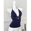 image:imageGORGLITTER Womens Rave Top Backless Halter Y2k Deep V Neck Open Back Goth Tops Sexy Going Out Club OutfitsBlue