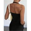 image:imageGORGLITTER Womens Ribbed Halter Top Sexy V Neck Open Back Sleeveless Slim Fit Summer Y2k Going Out Crop Tank TopBlack