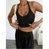 image:imageGORGLITTER Womens Ribbed Halter Top Sexy V Neck Open Back Sleeveless Slim Fit Summer Y2k Going Out Crop Tank TopBlack