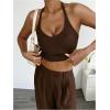 image:imageGORGLITTER Womens Ribbed Halter Top Sexy V Neck Open Back Sleeveless Slim Fit Summer Y2k Going Out Crop Tank TopCoffee Brown