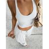 image:imageGORGLITTER Womens Ribbed Halter Top Sexy V Neck Open Back Sleeveless Slim Fit Summer Y2k Going Out Crop Tank TopWhite