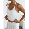 image:imageGORGLITTER Womens Ribbed Halter Top Sexy V Neck Open Back Sleeveless Slim Fit Summer Y2k Going Out Crop Tank TopWhite