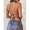 image:imageGORGLITTER Womens Rodeo Halter Top Leather Y2K Sexy Lace Up Rave Backless Tops Western Cowgirl Country Concert OutfitsBrown
