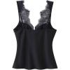 image:imageGORGLITTER Womens Satin Deep V Tank Tops Y2K Lace Trim Sleeveless Plunging Date Night CamisoleBlack