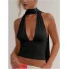 image:imageGORGLITTER Womens Sexy Deep V Neck Scarf Tops Y2K Backless Halter Going Out Top Birthday Club Date Night OutfitsBlack