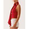 image:imageGORGLITTER Womens Sexy Deep V Neck Scarf Tops Y2K Backless Halter Going Out Top Birthday Club Date Night OutfitsRed