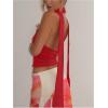 image:imageGORGLITTER Womens Sexy Deep V Neck Scarf Tops Y2K Backless Halter Going Out Top Birthday Club Date Night OutfitsRed