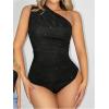 image:imageGORGLITTER Womens Sexy Glitter Sparkly Sleeveless One Shoulder Bodysuit Side Ruched Party Club Night TopsBlack