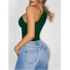 image:imageGORGLITTER Womens Sexy Glitter Sparkly Sleeveless One Shoulder Bodysuit Side Ruched Party Club Night TopsDark Green