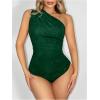 image:imageGORGLITTER Womens Sexy Glitter Sparkly Sleeveless One Shoulder Bodysuit Side Ruched Party Club Night TopsDark Green