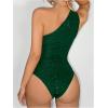 image:imageGORGLITTER Womens Sexy Glitter Sparkly Sleeveless One Shoulder Bodysuit Side Ruched Party Club Night TopsDark Green