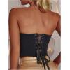 image:imageGORGLITTER Womens Sexy Mesh Corset Top Lace Up Y2k Strapless Tube Top Going Out Club Date Night Bustier TopsBlack