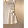 image:imageGORGLITTER Womens Silk Satin Cami Top Dressy Ruched Bust Spaghetti Strap Camisole Elegant Smocked Party Going Out TopsApricot
