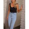 image:imageGORGLITTER Womens Sleeveless Button Up Vest Top Ruffled Trim Dressy Scoop Neck Y2K Summer Going Out Tank TopBlack