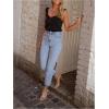 image:imageGORGLITTER Womens Sleeveless Button Up Vest Top Ruffled Trim Dressy Scoop Neck Y2K Summer Going Out Tank TopBlack