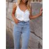 image:imageGORGLITTER Womens Sleeveless Button Up Vest Top Ruffled Trim Dressy Scoop Neck Y2K Summer Going Out Tank TopWhite
