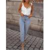 image:imageGORGLITTER Womens Sleeveless Button Up Vest Top Ruffled Trim Dressy Scoop Neck Y2K Summer Going Out Tank TopWhite