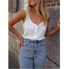 image:imageGORGLITTER Womens Sleeveless Button Up Vest Top Ruffled Trim Dressy Scoop Neck Y2K Summer Going Out Tank TopWhite