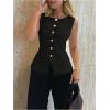 image:imageGORGLITTER Womens Sleeveless Knit Sweater Vest Top Tredny Dressy Button Up Business Casual Cardigan Vest Going Out TopBlack