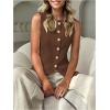 image:imageGORGLITTER Womens Sleeveless Knit Sweater Vest Top Tredny Dressy Button Up Business Casual Cardigan Vest Going Out TopBrown