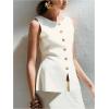 image:imageGORGLITTER Womens Sleeveless Knit Sweater Vest Top Tredny Dressy Button Up Business Casual Cardigan Vest Going Out TopWhite