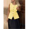 image:imageGORGLITTER Womens Sleeveless Knit Sweater Vest Top Tredny Dressy Button Up Business Casual Cardigan Vest Going Out TopYellow