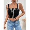image:imageGORGLITTER Womens Sleeveless Knit Tops Dressy Summer Vacation Going Out Outfits Square Neck Button Front Crop Tank TopBlack