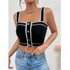 image:imageGORGLITTER Womens Sleeveless Knit Tops Dressy Summer Vacation Going Out Outfits Square Neck Button Front Crop Tank TopBlack