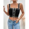 image:imageGORGLITTER Womens Sleeveless Knit Tops Dressy Summer Vacation Going Out Outfits Square Neck Button Front Crop Tank TopBlack