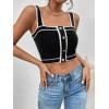 image:imageGORGLITTER Womens Sleeveless Knit Tops Dressy Summer Vacation Going Out Outfits Square Neck Button Front Crop Tank TopBlack