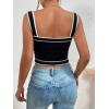 image:imageGORGLITTER Womens Sleeveless Knit Tops Dressy Summer Vacation Going Out Outfits Square Neck Button Front Crop Tank TopBlack