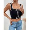 image:imageGORGLITTER Womens Sleeveless Knit Tops Dressy Summer Vacation Going Out Outfits Square Neck Button Front Crop Tank TopBlack