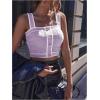 image:imageGORGLITTER Womens Sleeveless Knit Tops Dressy Summer Vacation Going Out Outfits Square Neck Button Front Crop Tank TopViolet Purple