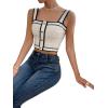 image:imageGORGLITTER Womens Sleeveless Knit Tops Dressy Summer Vacation Going Out Outfits Square Neck Button Front Crop Tank TopWhite