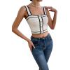 image:imageGORGLITTER Womens Sleeveless Knit Tops Dressy Summer Vacation Going Out Outfits Square Neck Button Front Crop Tank TopWhite