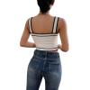 image:imageGORGLITTER Womens Sleeveless Knit Tops Dressy Summer Vacation Going Out Outfits Square Neck Button Front Crop Tank TopWhite