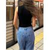 image:imageGORGLITTER Womens Sleeveless Mock Neck Tops Metal Twist Front Cut Out Halter Date Night Club Tank TopBlack