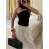 image:imageGORGLITTER Womens Sleeveless Mock Neck Tops Metal Twist Front Cut Out Halter Date Night Club Tank TopBlack