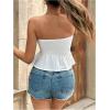 image:imageGORGLITTER Womens Strapless Asymmetrical Tube Peplum Tops Trendy Dressy Backless Cute Casual Summer Beach Bandeau TopsWhite