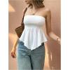 image:imageGORGLITTER Womens Strapless Asymmetrical Tube Peplum Tops Trendy Dressy Backless Cute Casual Summer Beach Bandeau TopsWhite
