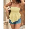 image:imageGORGLITTER Womens Strapless Asymmetrical Tube Peplum Tops Trendy Dressy Backless Cute Casual Summer Beach Bandeau TopsYellow